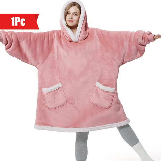 Oversized Wearable Blanket Hoodie with Sleeves - Cozy Hooded Blanket Perfect for Gifts for Girlfriend, Women, and Mom. Thickened and Super Soft material for ultimate comfort. Keep warm in this comfortable wearable hoodie blanket designed for adults.