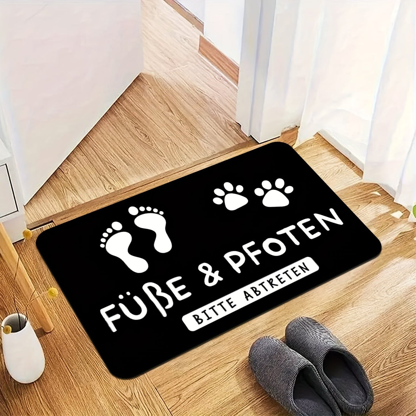 Versatile Indoor/Outdoor Welcome Mat Featuring Cute Paw Prints - Machine Washable, Fade-Resistant Rug for Living Room, Bedroom, Bathroom, Kitchen, Office - Comfortable Non-Slip Design