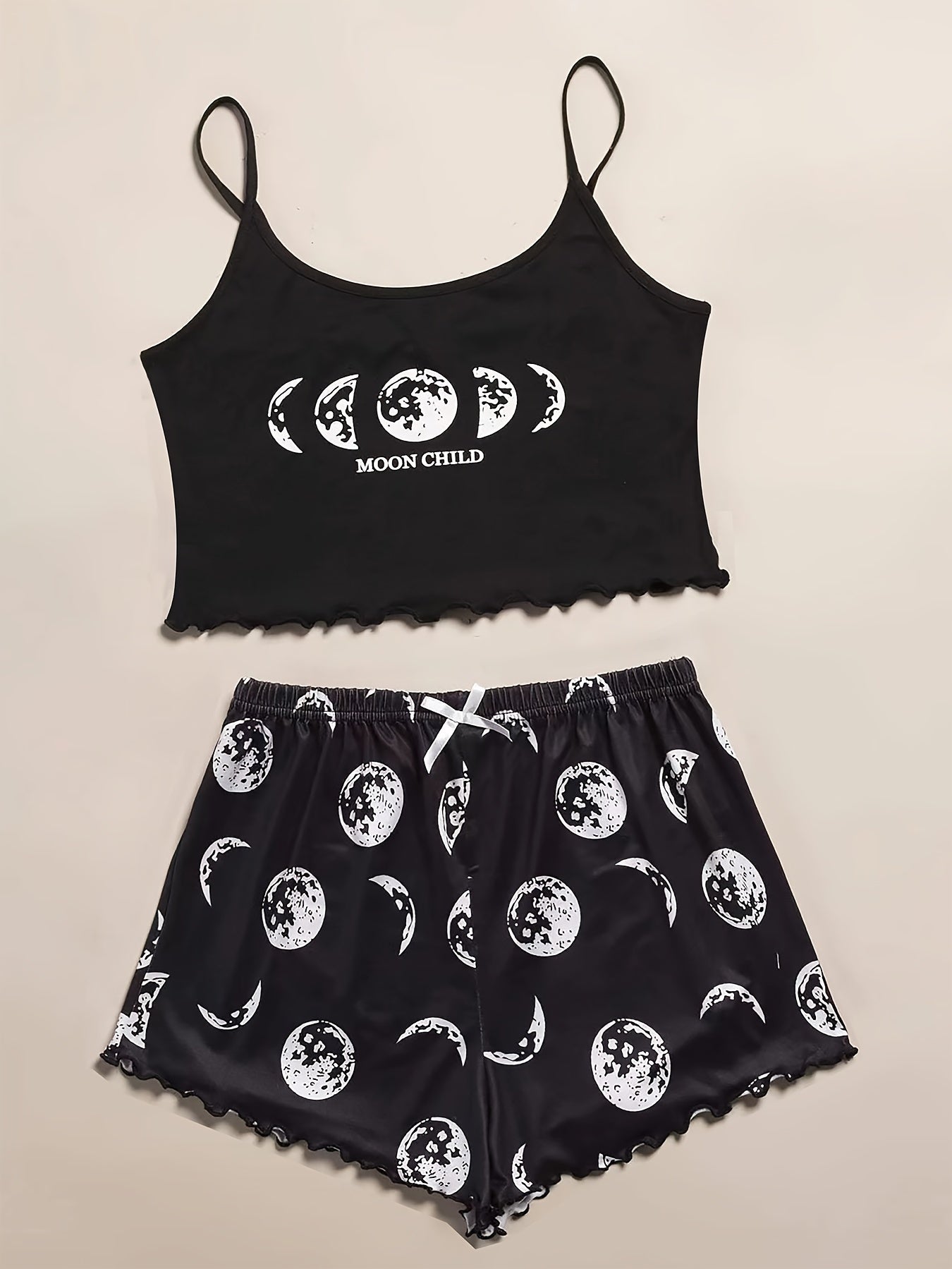 Women's pajama set with moon theme print