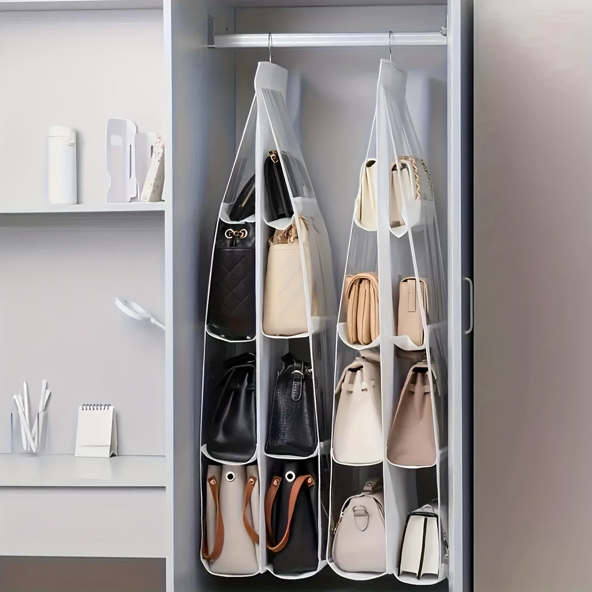 Polyester Hanging Organizer for Handbags and Purses - Multi-Layer Design Saves Space in Wardrobe, Perfect for Storage