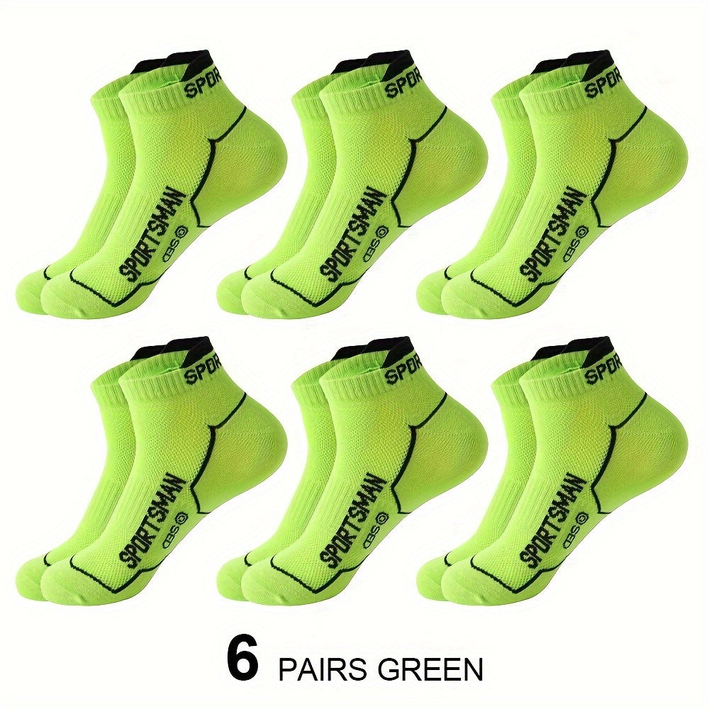 6 pairs of breathable men's short socks for all seasons, sweat-absorbing and sweat-resistant.