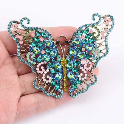 Luxurious Rhinestone Butterfly Brooch Pin adorned with Colorful Crystals, Elegant Fashion Accessory for Women.