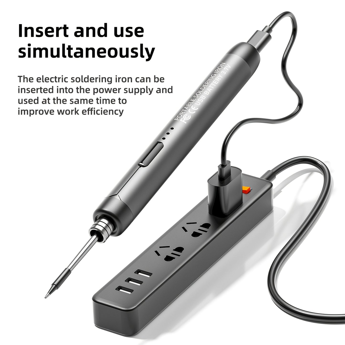 USB/Battery Dual-Use Soldering Iron with Temperature Adjustment and Accessories