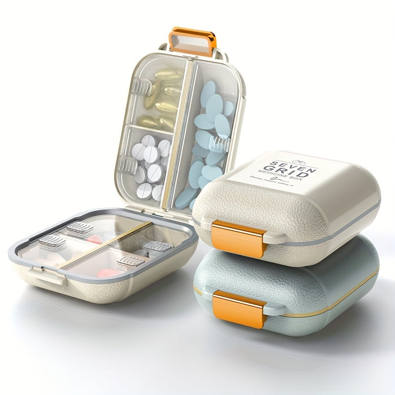 Polypropylene 7-Day Pill Organizer, Dust and Moisture Resistant, Ideal for Outdoor Medication Storage.