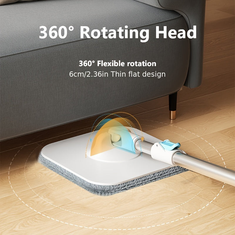 Get the 1pc Multifunctional Rotating Mop for easy and efficient cleaning. This Lazy Mopping Artifact is perfect for cleaning and separating dust with its stainless steel mop and Lazy Magic Mop Barrel. The set includes 2pcs Mop Replacement Head, Hair and