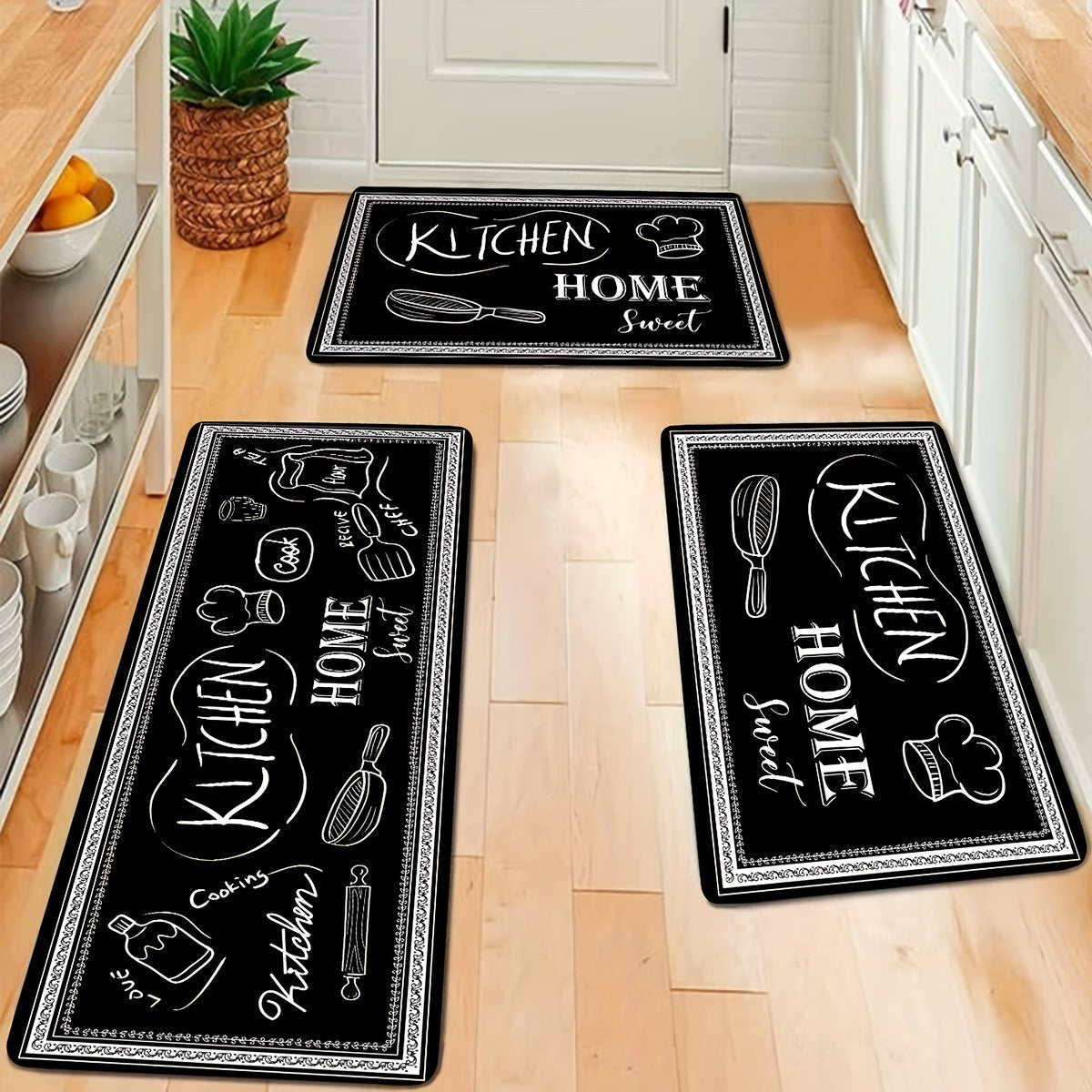 Super Absorbent Oil-Proof Kitchen Rug Set - 1 Piece, Anti-Fatigue, Waterproof, Non-Slip - Perfect for Runner, Bedside, Laundry, Farmhouse, Hallway, Home Office - Washable Carpet for Comfort and Style in the Kitchen