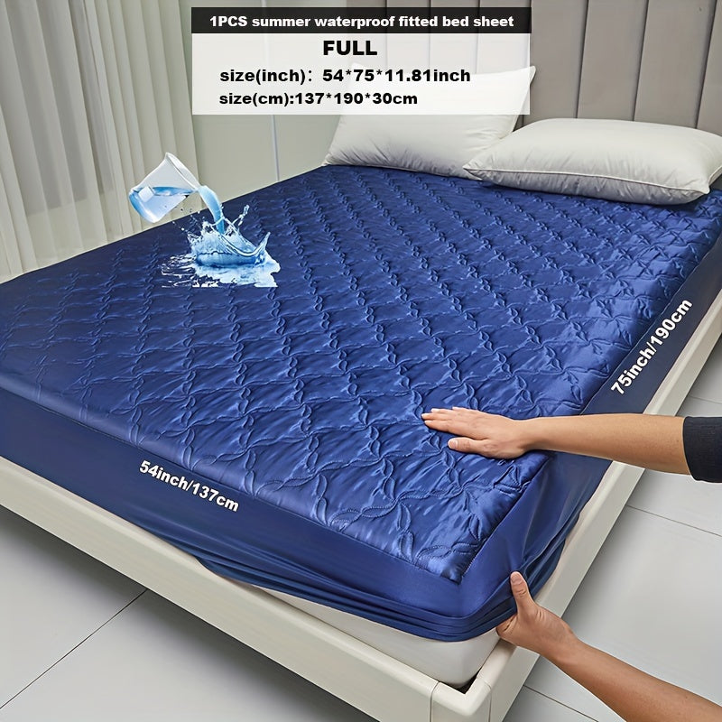 Protect your mattress with the 1pc Keduoduo Summer Waterproof Fitted Sheet. Made from thickened TPU satin, this sheet is cool and comfortable during the hot summer months. The machine washable, durable polyester fabric is 100% waterproof and features an