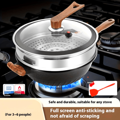 1 piece of Black Diamond Wok and Rice Stone Non-stick Pot, suitable for use on both micro-pressure soup pot and cooking pot. Can be used on both an electromagnetic stove and gas stove.