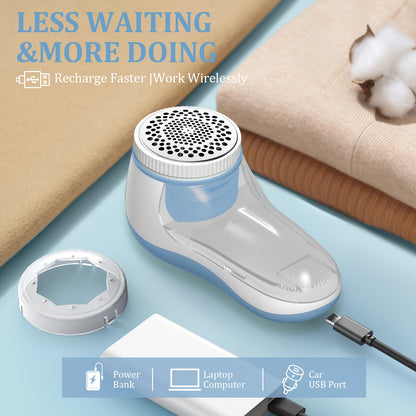 Fabric Shaver for removing lint and fuzz from various surfaces, USB rechargeable and portable.