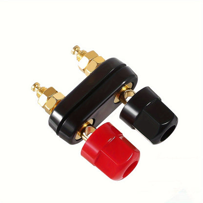 Two 4MM Copper Banana Plug Jacks for Video Speakers, Black & Red, Alloy Material, ≤36V Operating Voltage.