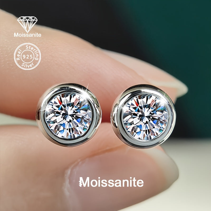 These dazzling 925 silver stud earrings feature a 1 carat white moissanite, perfect for adding a touch of light luxury to any outfit. Versatile and suitable for daily wear, these earrings make a perfect gift for Valentine's Day, Christmas, Halloween, New