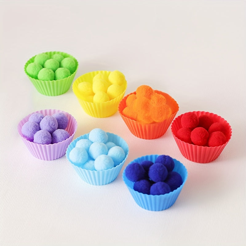 Children's educational toy: Colorful plush balls to help with sorting, counting, and concentration.