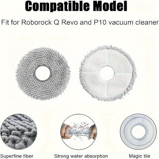 Get 19 Replacement Parts that are Compatible with the Roborock Q Revo Robot Vacuum Cleaner! This set includes 1 Main Roller Brush, 4 High-Efficiency Filters, 6 Side Brushes, 4 Mop Pads, and 4 Dust Bags.