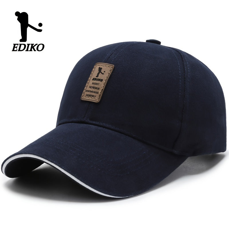 EDIKO Unisex Baseball Cap in Black, 100% Breathable Sun Protection, Casual Outdoor Golf Cap, Hand Washable