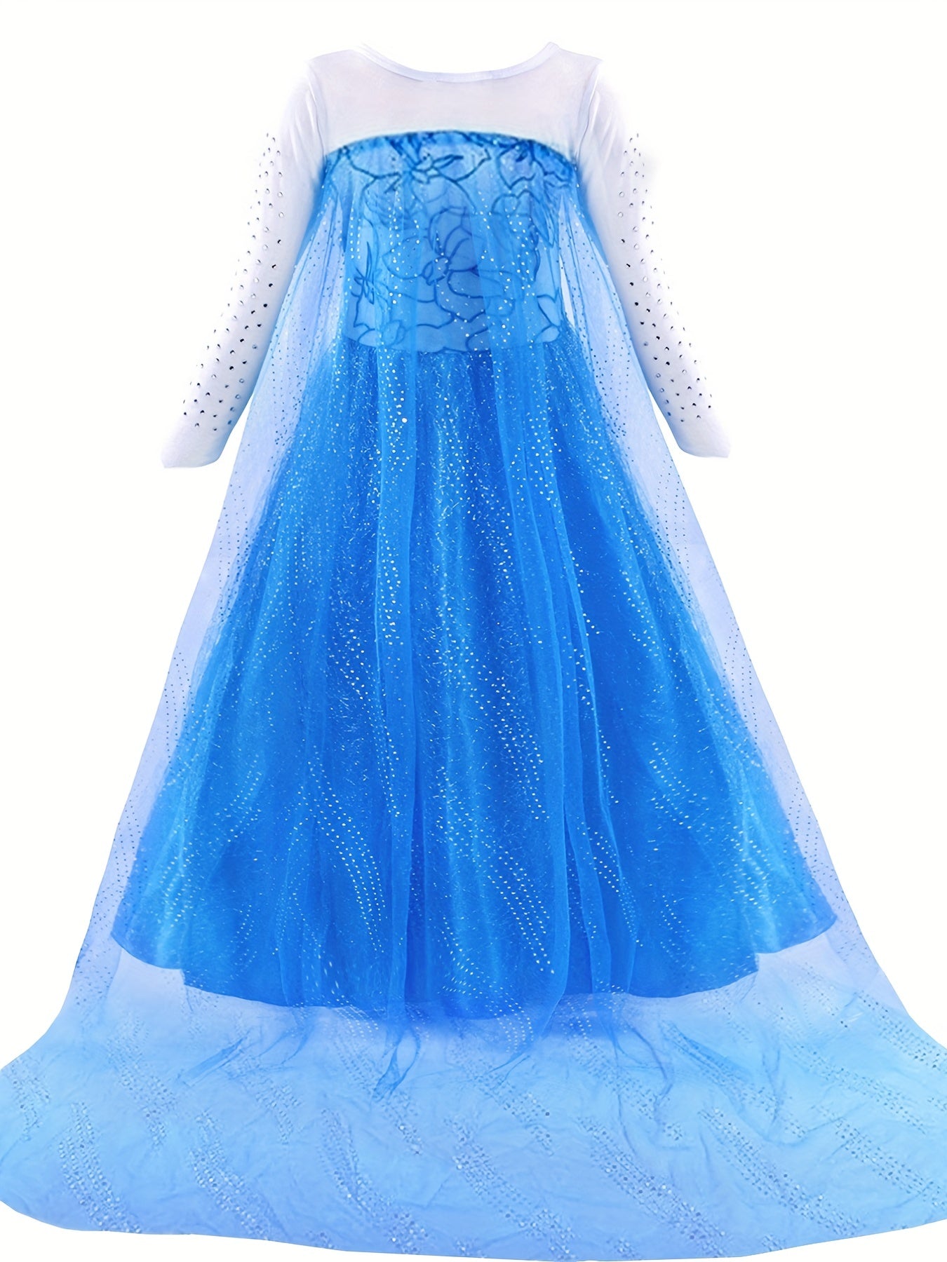 Girl's Elsa Queen costume with accessories for cosplay and birthday parties.