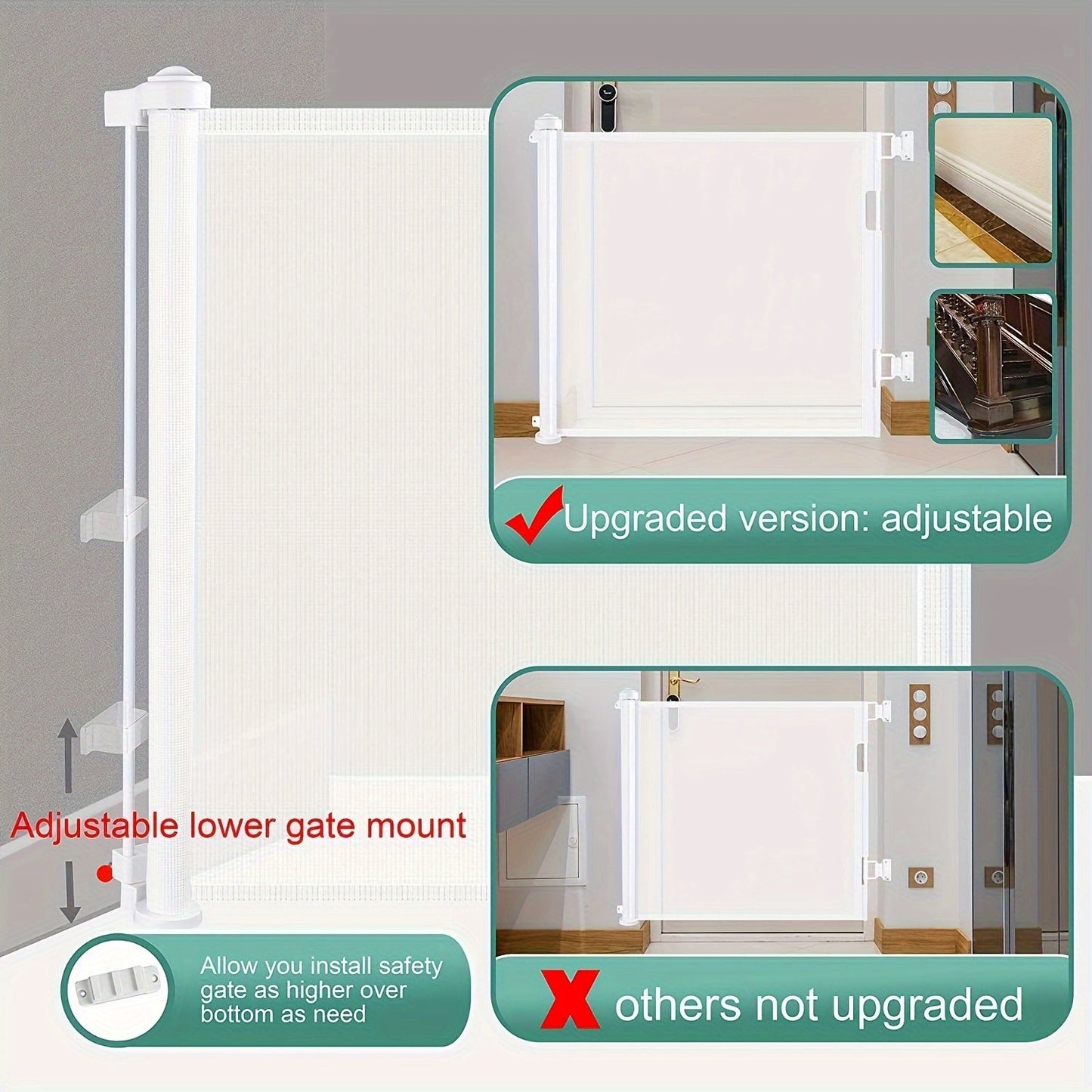 Easy to Install Safety Gate for Babies and Children - Sturdy ABS Plastic Retractable Gate with Mesh for Home Safety, Pet Barrier - No Assembly Necessary, Perfect for Ages 0-3