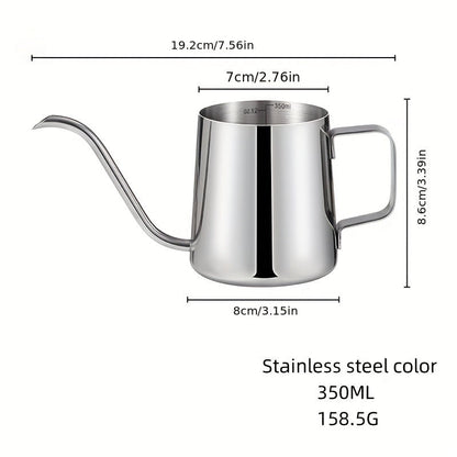 Handmade stainless steel matte water kettle with a thin and long mouth – perfect for outdoor camping and travel. Capacity options of 250ml or 350ml.