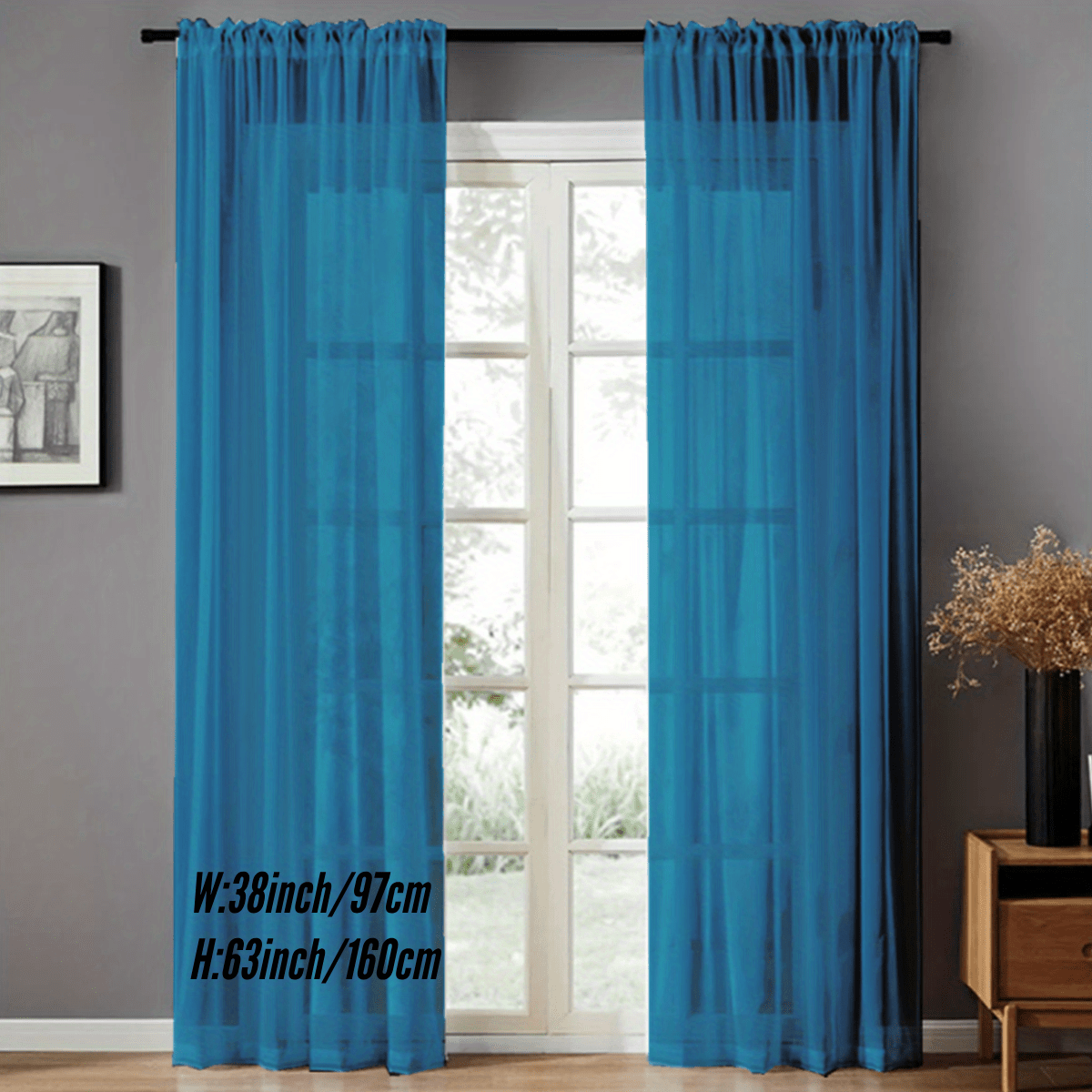 Pair of Sheer Voile Curtains with Rod Pocket for Kitchen, Bedroom, and Living Room Home Decor