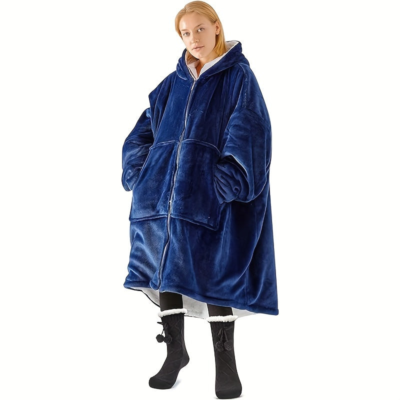 A Super Soft Wearable Blanket with Zipper for Cozy Office Breaks, Sofa Throws, or Shawls