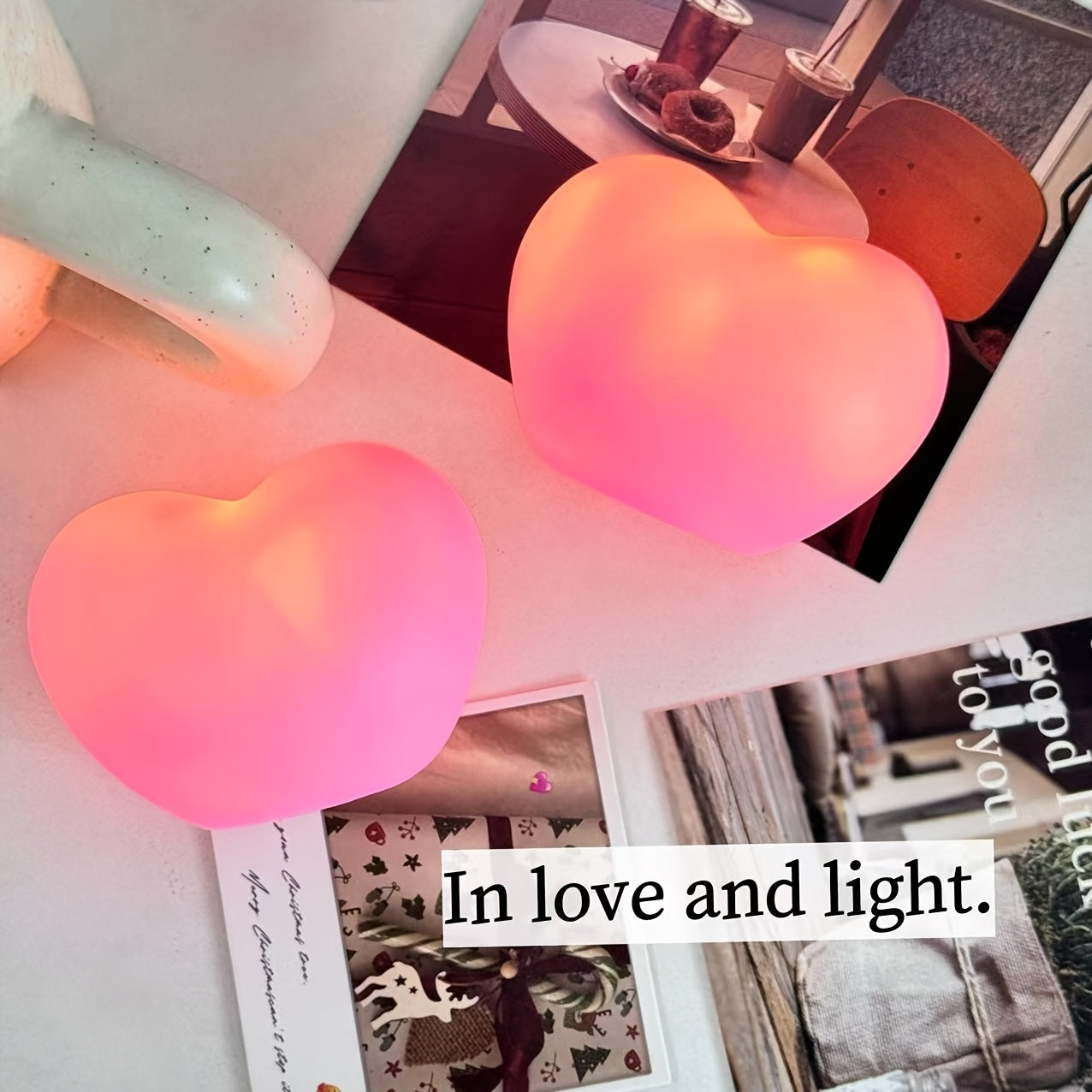 Modern Pink Heart Desk Lamp with Toggle Switch, Battery Powered, Perfect for Bedroom Ambiance and Holiday Decor