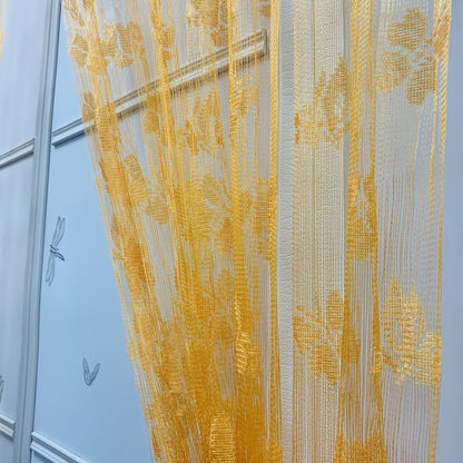 Stunning Sheer Curtain featuring a Vibrant Orange-Yellow Butterfly & Floral Pattern - Made from Durable Lightweight Polyester, with a Convenient Rod Pocket Design perfect for Living Rooms, Weddings, and Hotels - Simple to Clean, Ideal for All Seasons, a