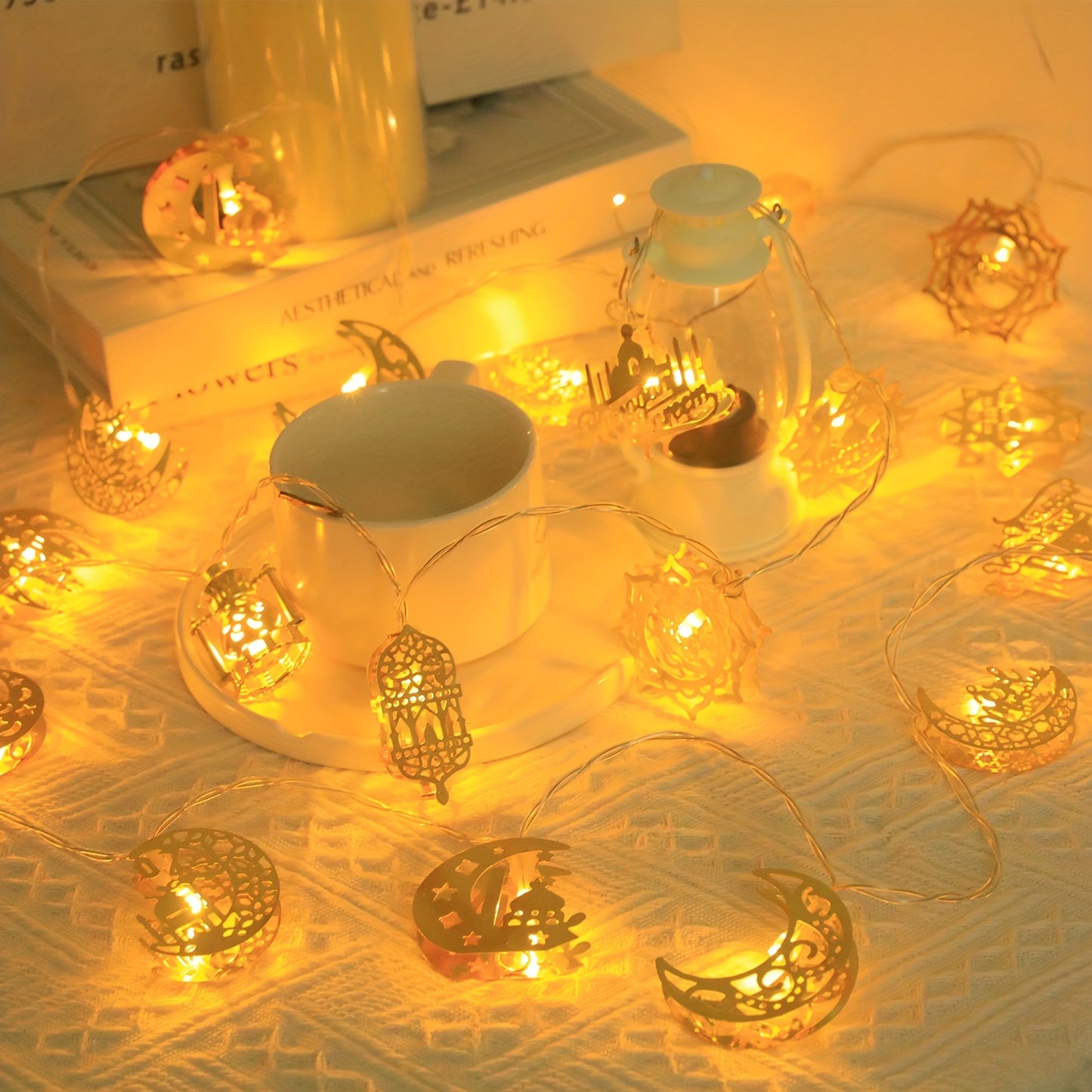 1pc Ramadan string lights, 1.8m/70.8in, 10 LED, battery operated for home decor (batteries not included).