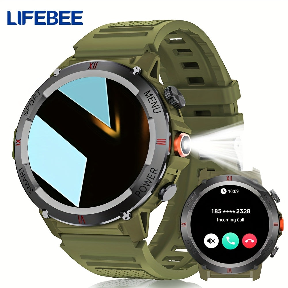 LifeBee Men's Smart Sports Watch with LED Display, Call Functionality, 100+ Exercise Modes, Pedometer, Distance & Calorie Tracker, USB Rechargeable, Black Strap.