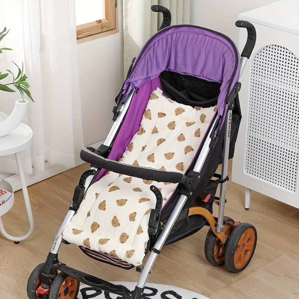 Cozy double-sided stroller cushion with plush bean-lining for car seats and travel support.