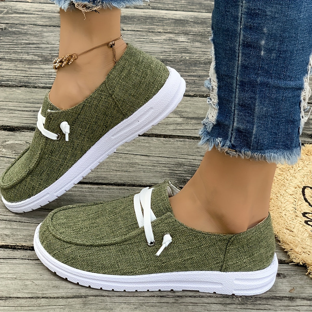 Women's fabric shoes with TPU sole and fabric insole - slip-on casual footwear with plain toe and simple, elegant design. Durable TPU sole, perfect for all seasons.