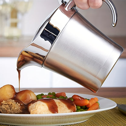 Insulated stainless steel gravy boat with hinged lid, perfect for Thanksgiving gravy or cream (450ml/16 oz).