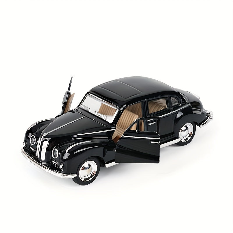 Vintage movie-themed pull-back toy car model, 1:32 scale, ideal winter birthday gift for kids.