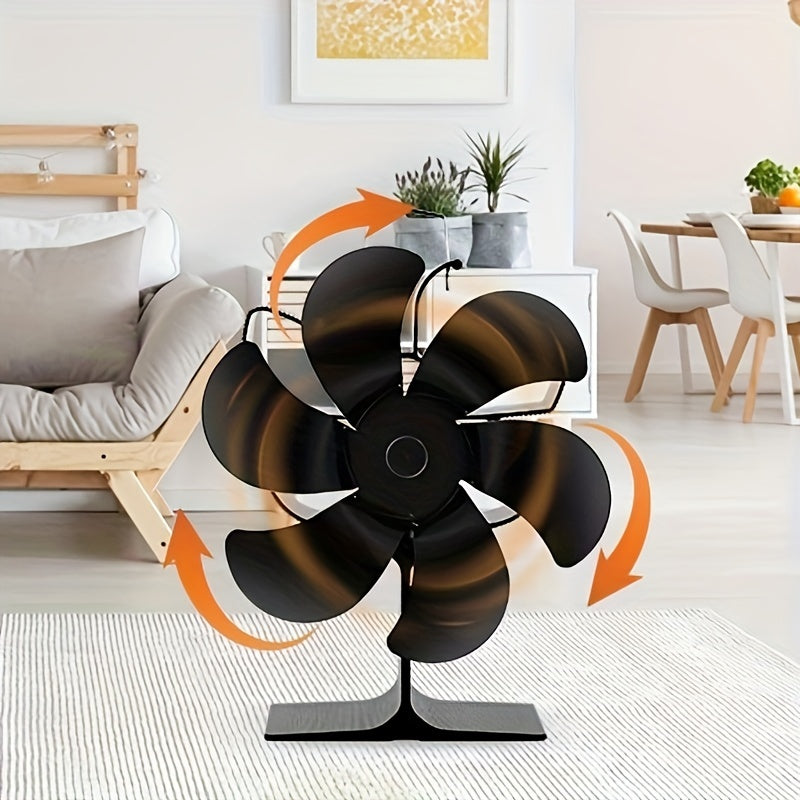 Stay warm with the 1pc Portable Fireplace Fan featuring a built-in thermometer. This aluminum fan is designed for easy portability and quiet air circulation. It comes with overheat protection for safety and is suitable for use indoors or outdoors.