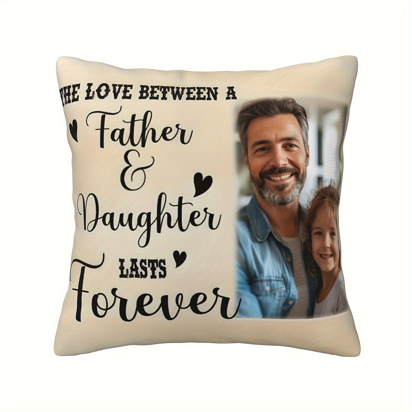 Custom Father & Daughter Photo Pillowcase - Great for Father's Day, Christmas, Thanksgiving, Birthdays | Soft Polyester Home & Sofa Decor, Gift for Dad