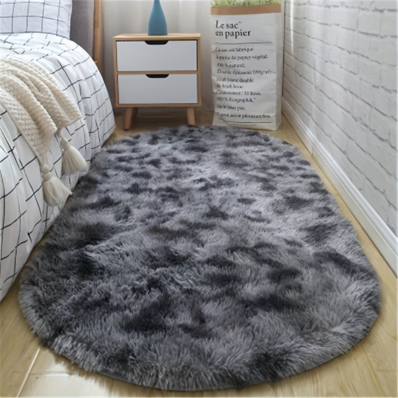 [Best-Selling] Plush Tie-Dye Oval Mat | Made with Ultra-Soft Polyester Fiber | Thick, Durable & Easy to Clean | Perfect for Bedroom or Living Room | Enhances Coziness and Adds Texture | Ideal Rugs for Living Room