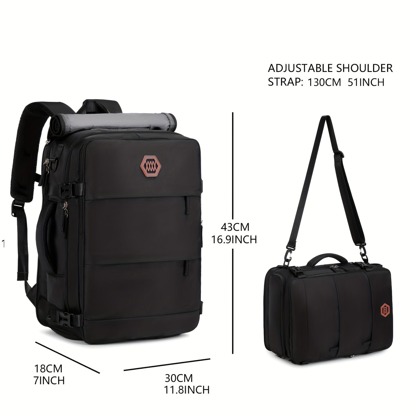 Flight-approved men's backpack with shoe compartment, fits 15.6" laptops, perfect for university, business trips, can be worn over one shoulder or diagonally.