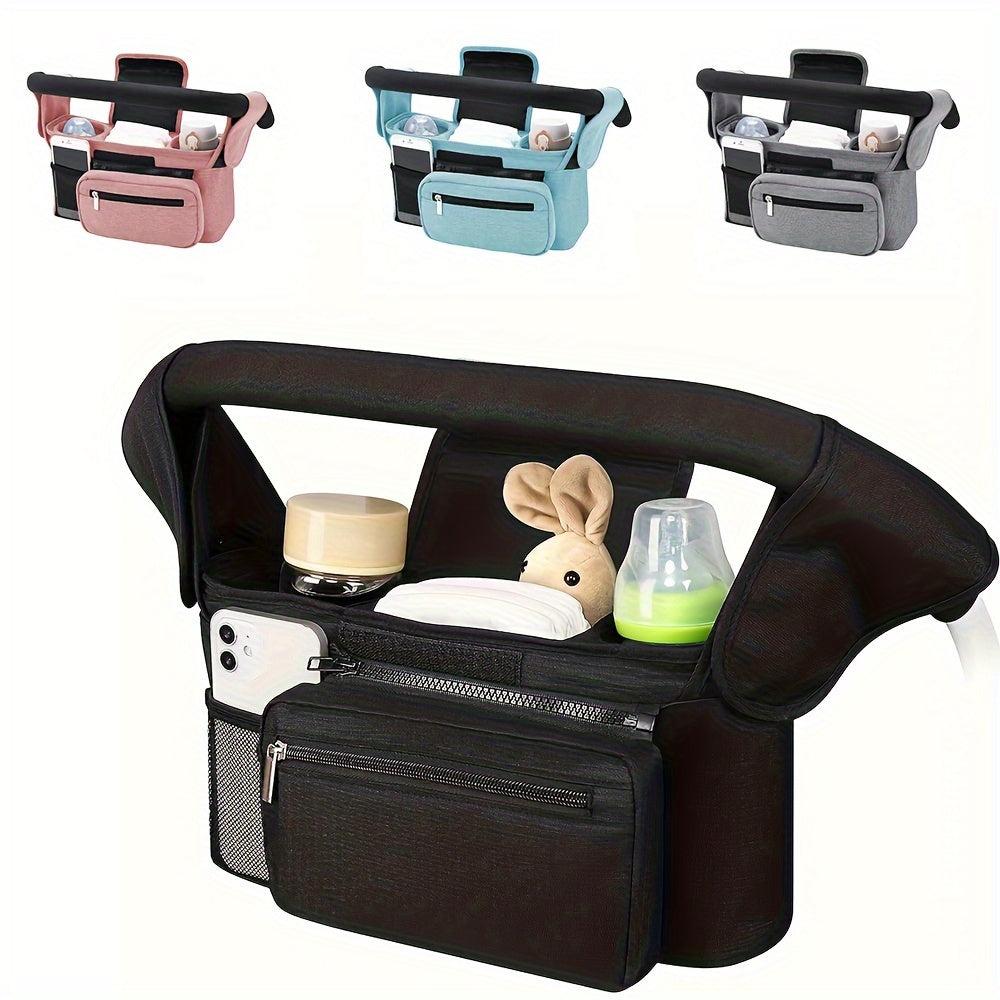 Stroller Organizer with Non-slip Strap, Insulated Cup Holder, and Phone Storage Bag. Universal Fit for Uppababy, Baby Jogger, Britax, BOB, Umbrella, Pet Strollers, and More.