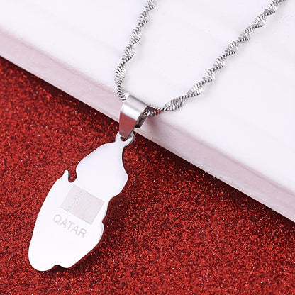 This stainless steel Qatar pendant necklace features a simple tribal style, perfect for daily and party wear. It is compatible with all seasons and does not feature a mosaic design.