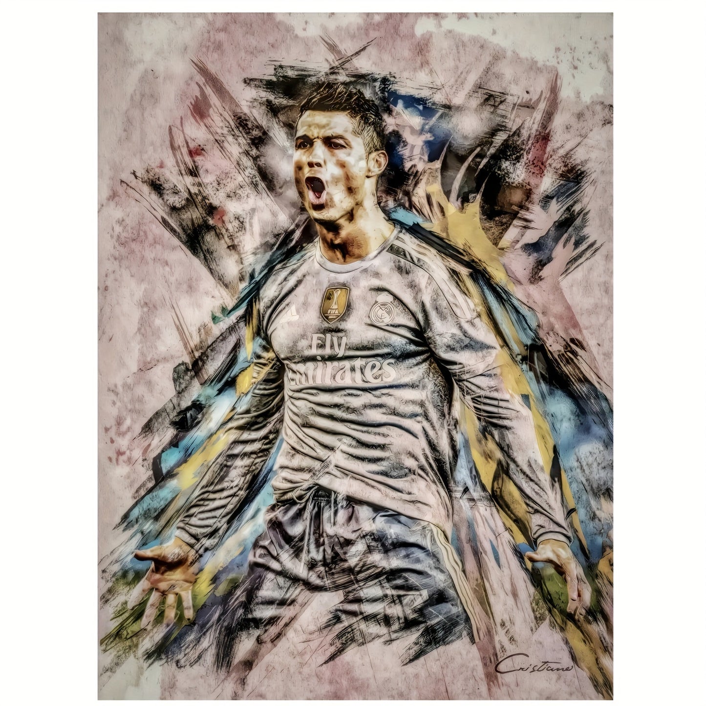 Frameless Cristiano Ronaldo canvas art for sports fans - ideal decor or gift