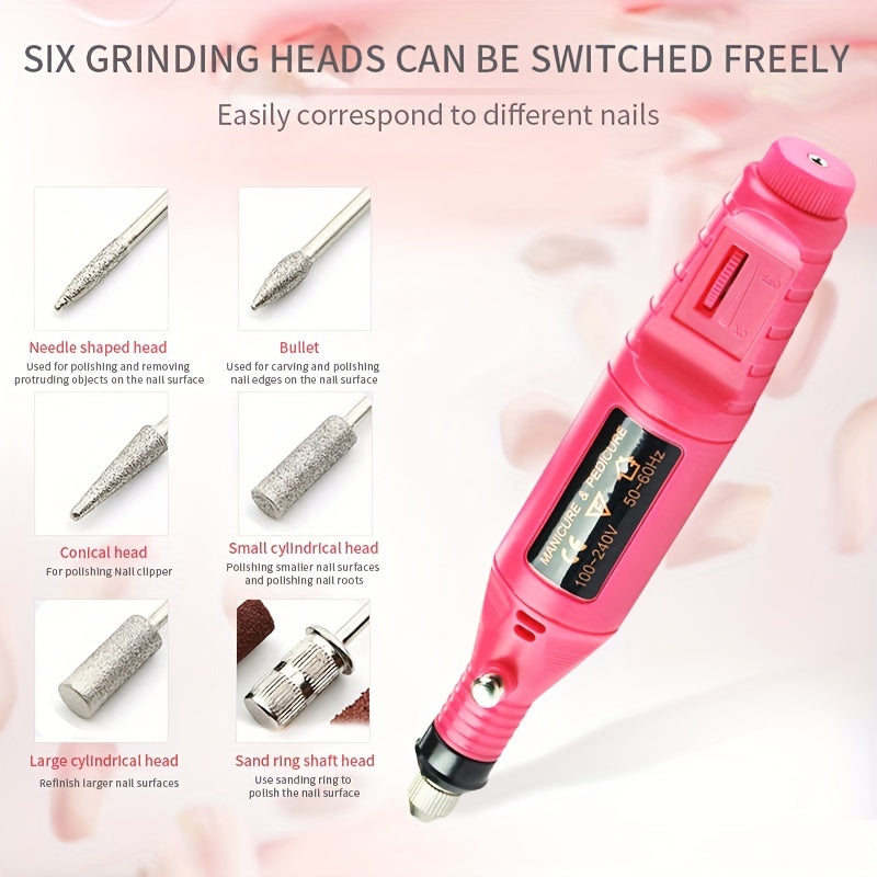 USB-Powered Nail Drill Kit for Professional Use with Hypoallergenic Bits and Accessories for Manicure, Pedicure, and Foot Care.