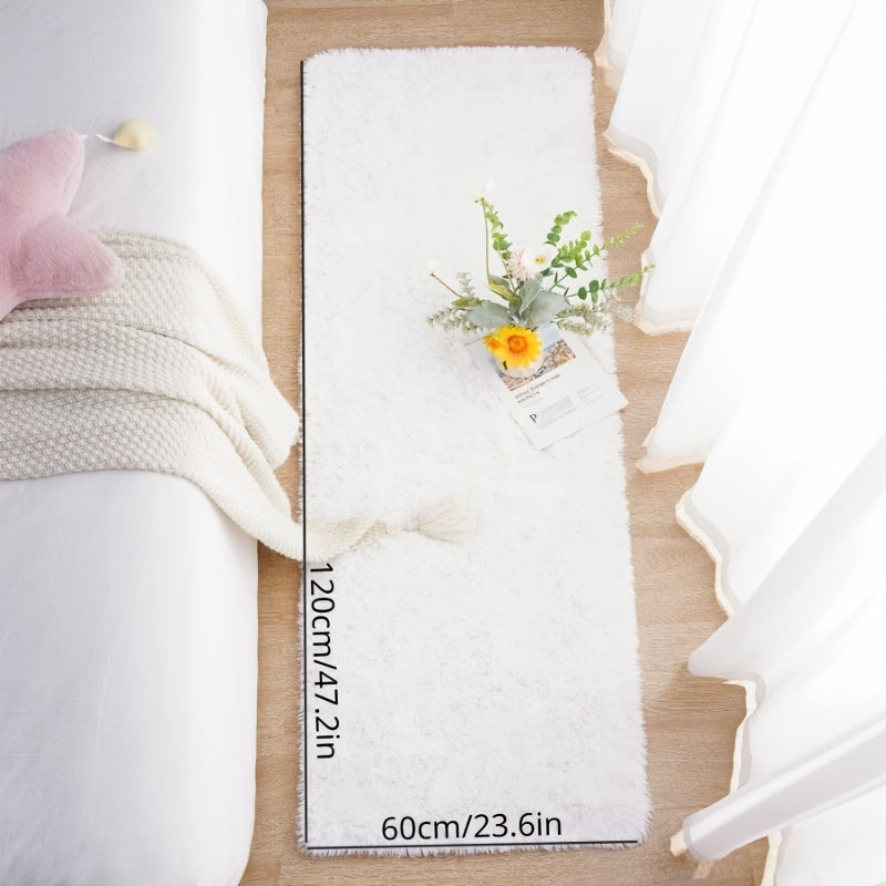 White Plush Youngsters Room Mat - Soft, Cozy, Non-Slip, Easy to Clean - Ideal for Bedroom, Nursery, Play Area - Rectangle Shape, Nursery Mat