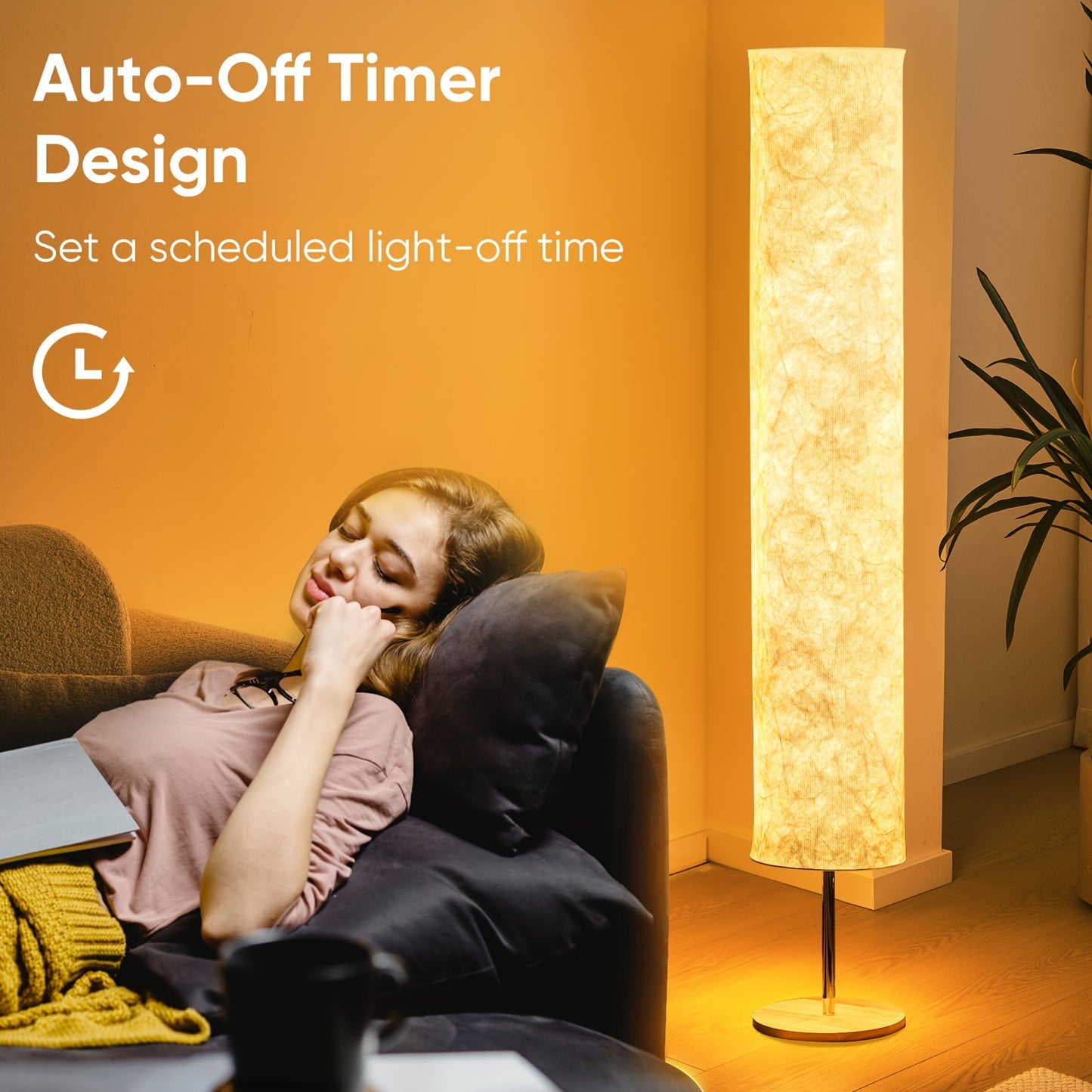 1pc minimalist design 152.4 cm floor lamp with warm 3000K LED light and special fabric sunshade. Ideal for living room or bedroom. Great for New Year or Valentine's Day gifts.