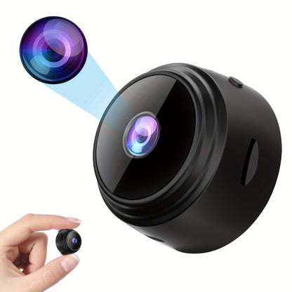 Mini security camera with remote viewing for indoor/outdoor surveillance, mobile app control, USB powered, rechargeable battery, home assistant.