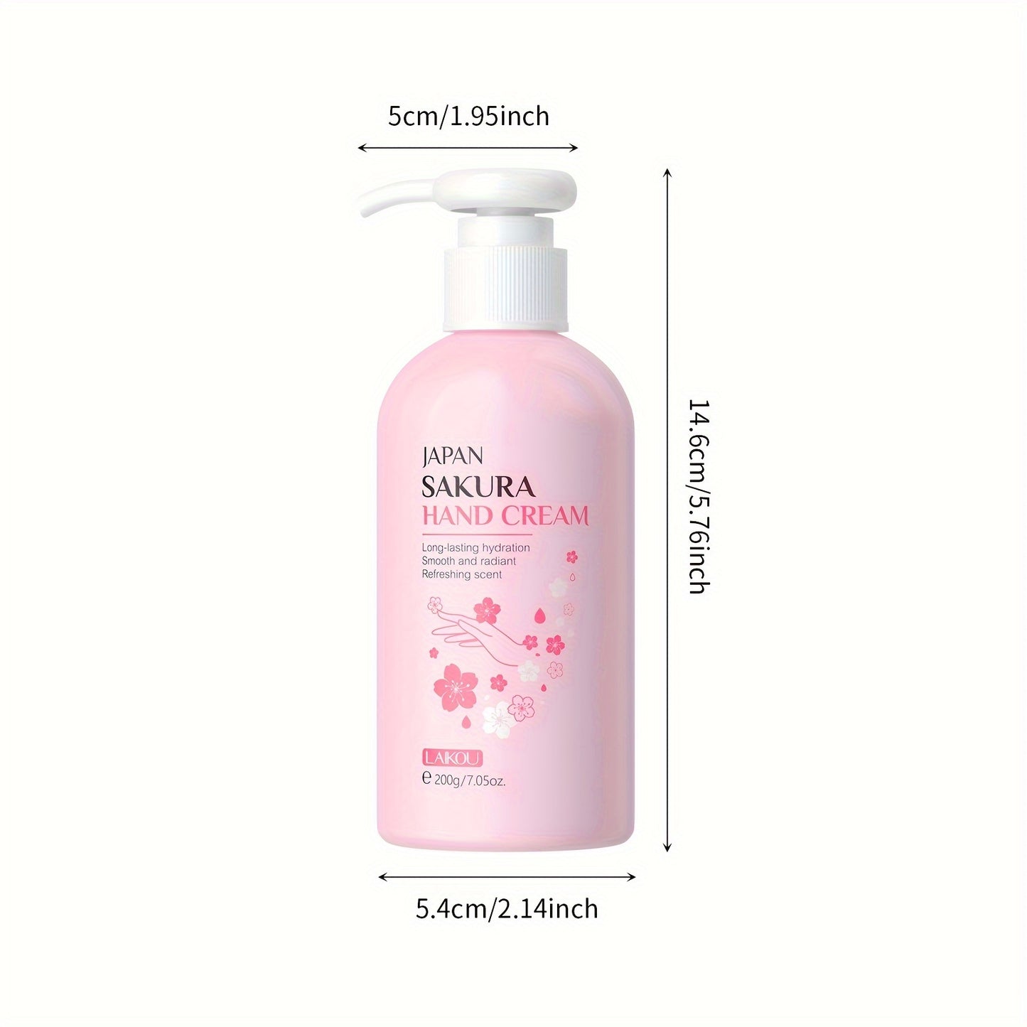 LAIKOU Sakura Hand Cream 200g, Deep Hydration with Vitamin C and Niacinamide, Gentle Formula for Dry & Sensitive Skin