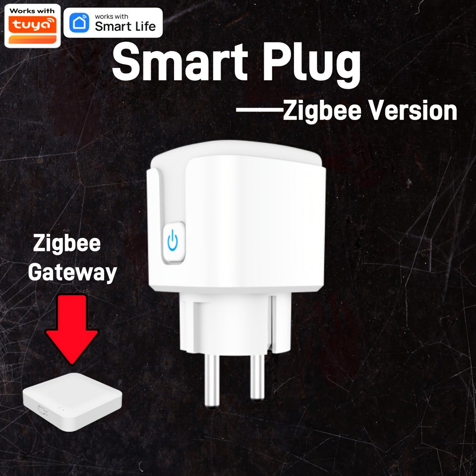 European standard Zigbee smart plug for 110V/220V power supply, flush mount, Alexa compatible for various devices.