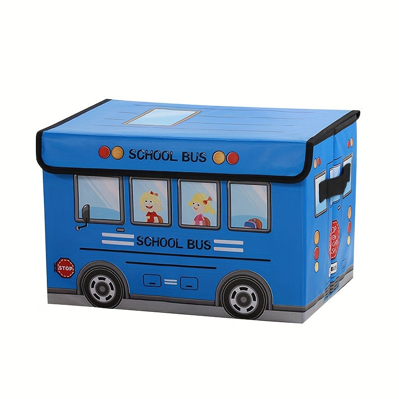 1pc Cartoon Car Storage Box that can be folded and used for office, dormitory, and home storage. It is waterproof and moisture-proof, suitable for storing students' tools, snacks, and