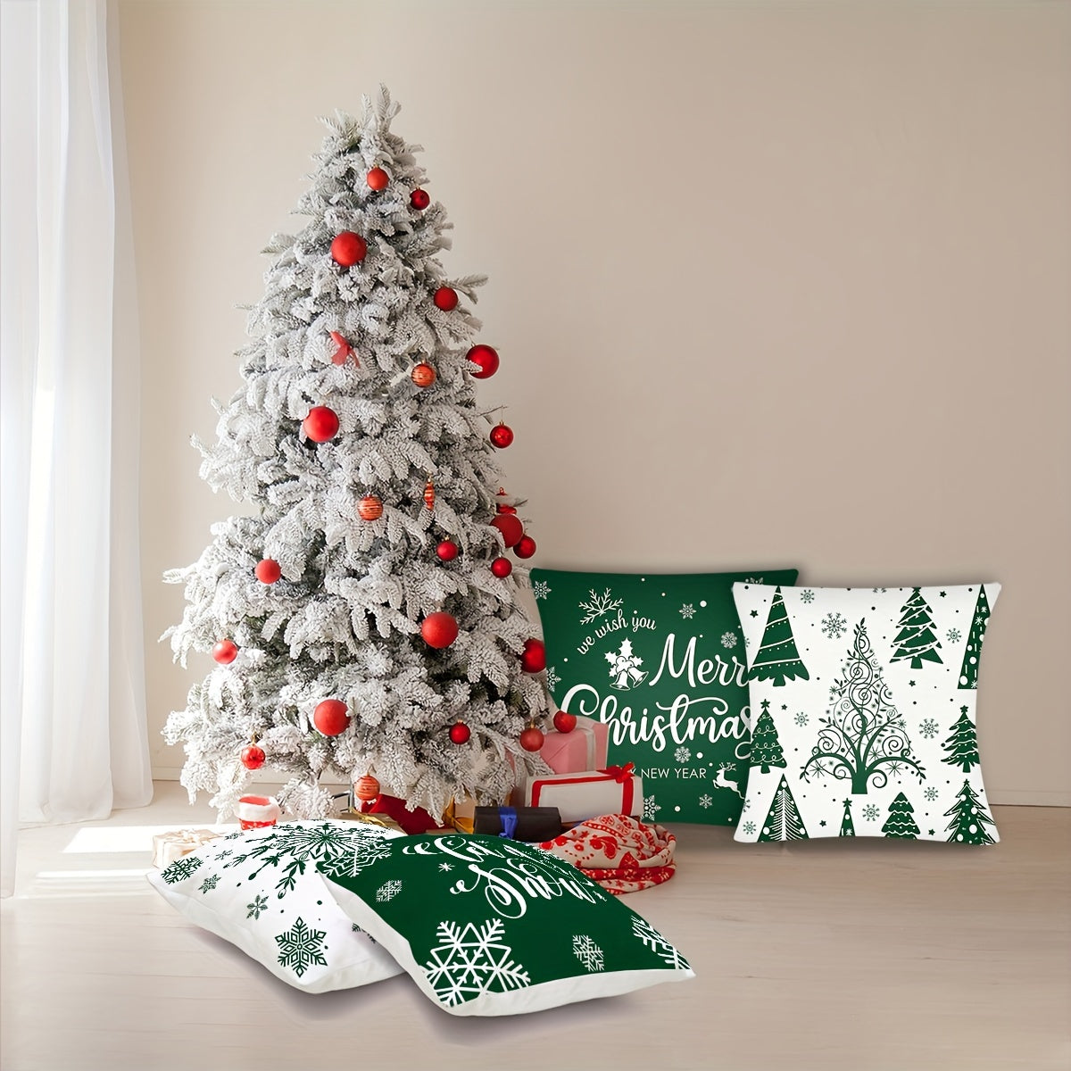 Set of 4 Merry Christmas Throw Pillow Covers for Home Decor in Every Room