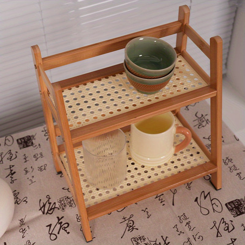 Multi-functional Bamboo Bookshelf and Desk Organizer with Flower Stand and Cup Holder - Perfect for Home and Office Use, Comes in 2 Sizes for Versatile Storage Options