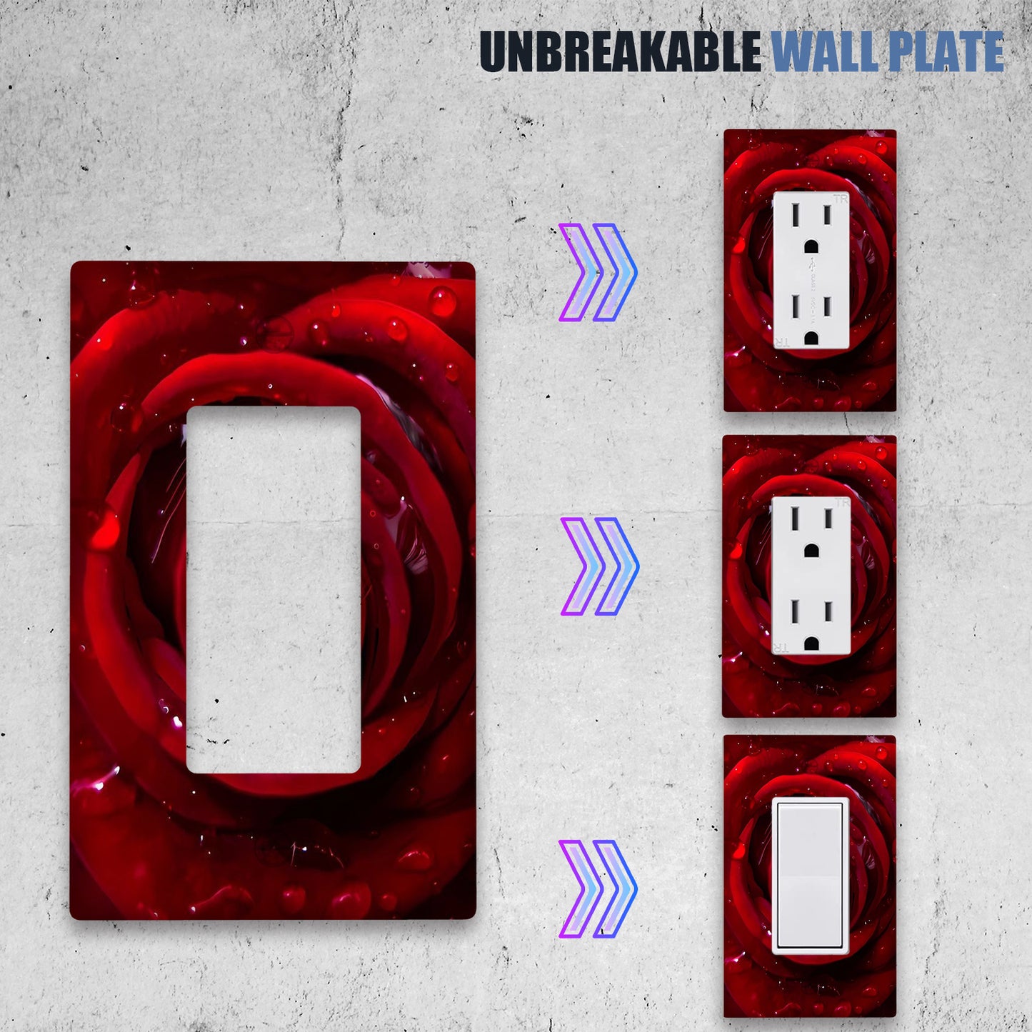 1pc ACOZUHSE Fresh Red Rose Light Switch Cover, suitable for various rooms and indoor/outdoor use.