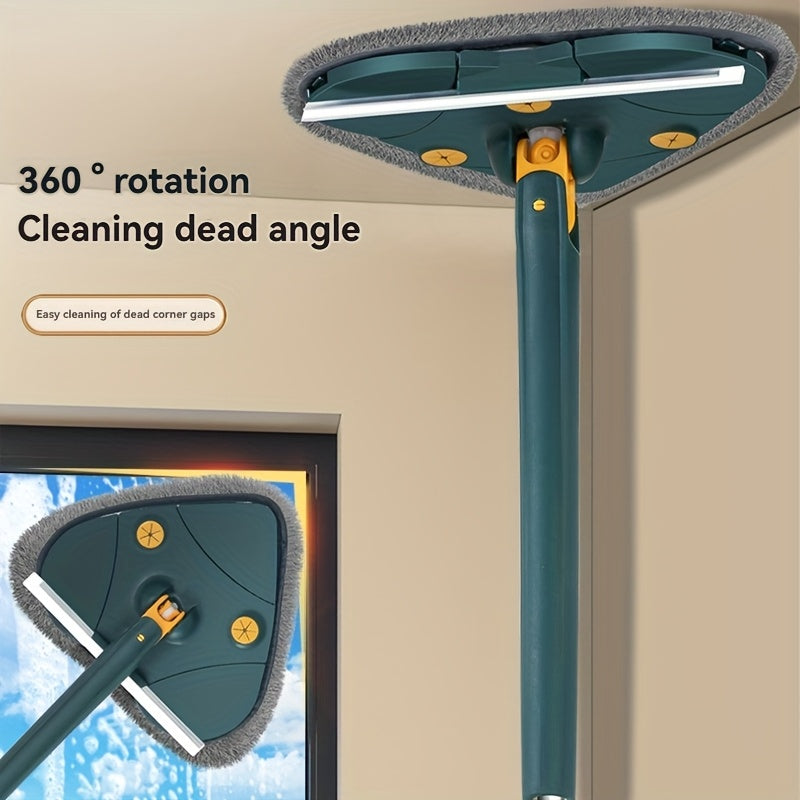 One-piece Triangle Mop featuring Self-Twisting Technology, No Hand Washing Required, Built-in Scraper, 360-degree Rotation, ideal for use in Living Room, Bedroom, Bathroom, Toilet, and Kitchen - Made from Plastic