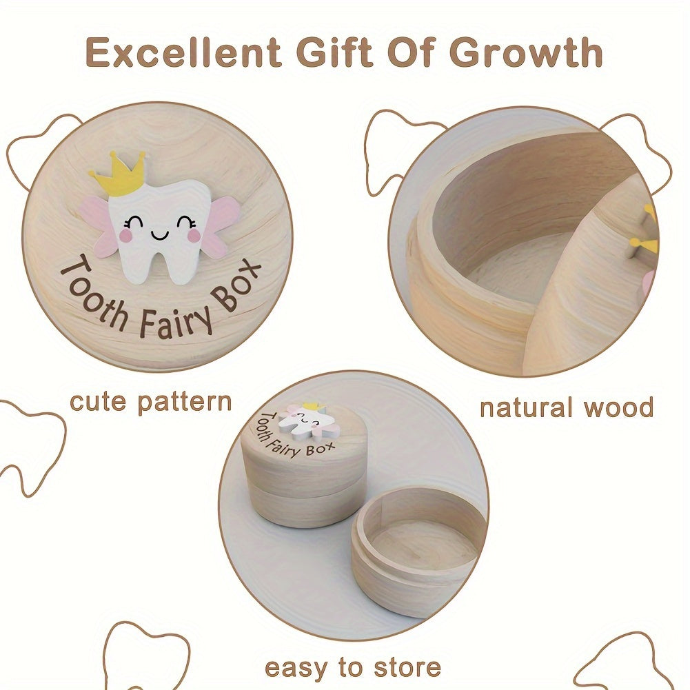 Enchanting Wooden Tooth Fairy Keepsake Box - Ideal for Preserving Teeth & Baby Hair, Wonderful Memento for Birth and Baby Shower Gift